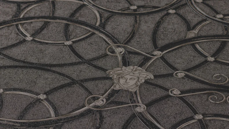 Vinyltapete grau Vintage Ornamente Bilder Versace 4 494