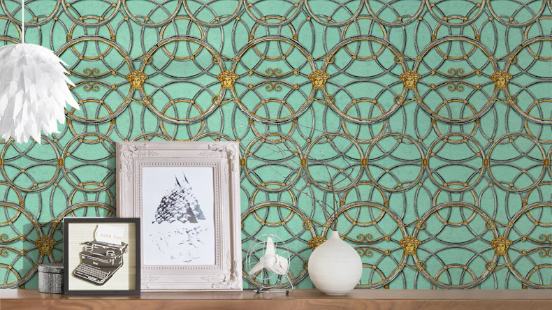 Vinyltapete grün Vintage Ornamente Bilder Versace 4 497