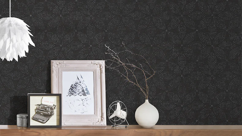 papier peint Origine ethnique A.S. Création ornements noir métallique 763