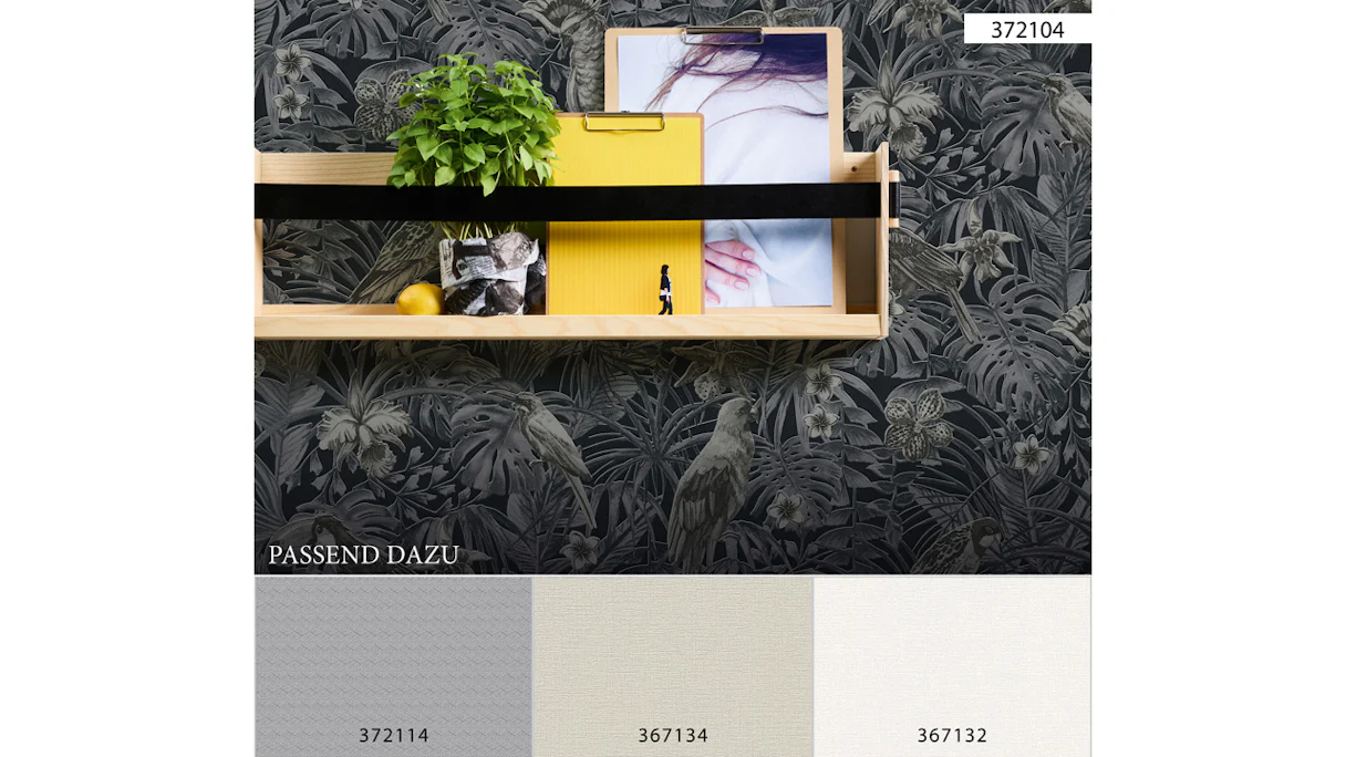 Vinyl wallpaper grey modern flowers & nature pictures Greenery 104