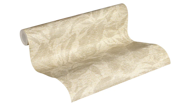 Papier peint vinyle Greenery A.S. Création country style leaves beige crème métallisé 191