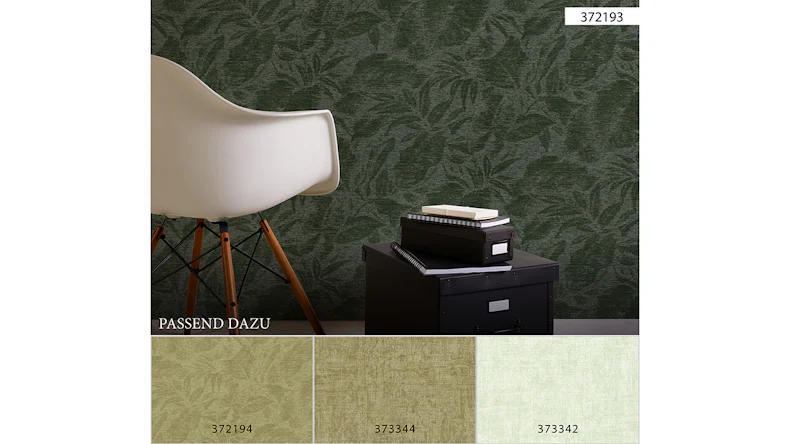 Papier peint en vinyle Greenery A.S. Création country style leaves green black 193