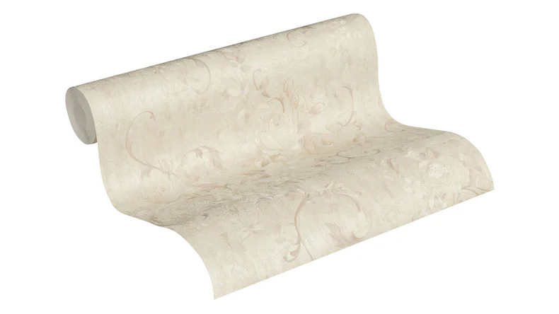 Papier peint vinyle gris rétro fleurs classiques & nature romantico 244