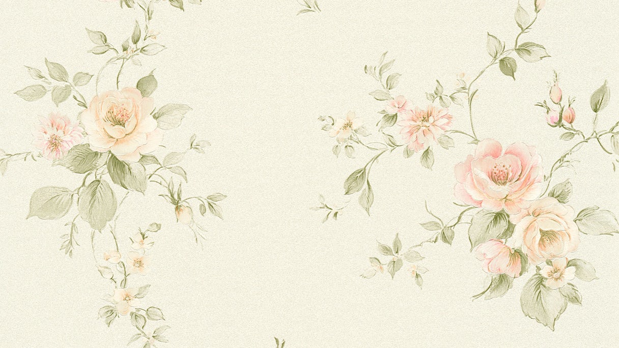 Vinyl wallpaper cream modern retro flowers & nature romantico 307