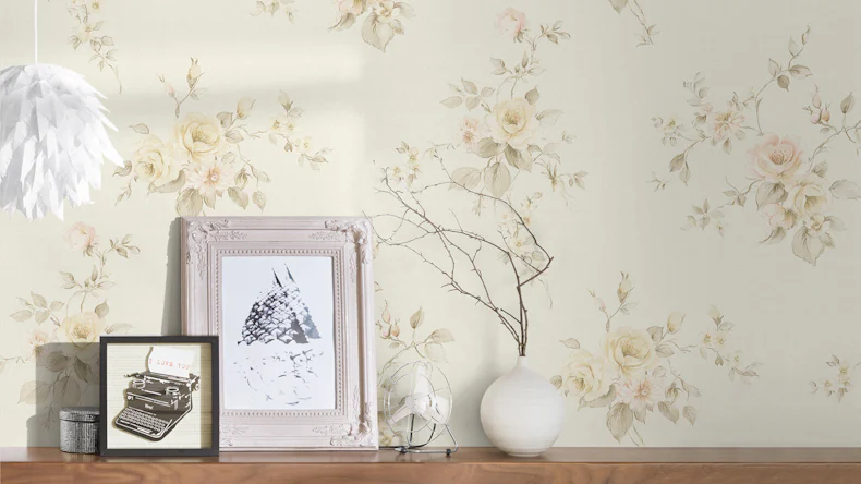 papier peint en vinyle beige moderne fleurs classiques & nature romantico 338