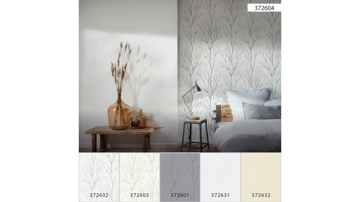 Vinyl wallpaper grey modern retro flowers & nature Blooming 604