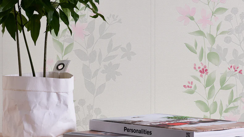 Carta da parati in vinile Blooming A.S. Création Vintage Bianco Verde Rosa 661