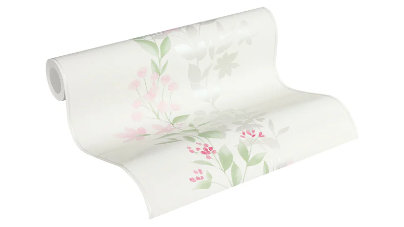 Carta da parati in vinile Blooming A.S. Création Vintage Bianco Verde Rosa 661