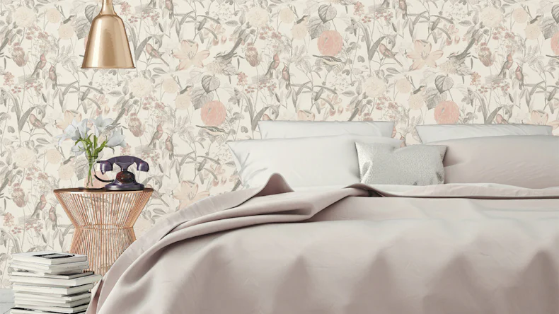 Papier peint maison de campagne Exotic Life A.S. Création country style gris rose 762