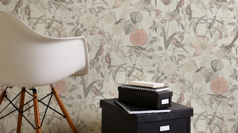 Papier peint maison de campagne Exotic Life A.S. Création country style gris rose 762