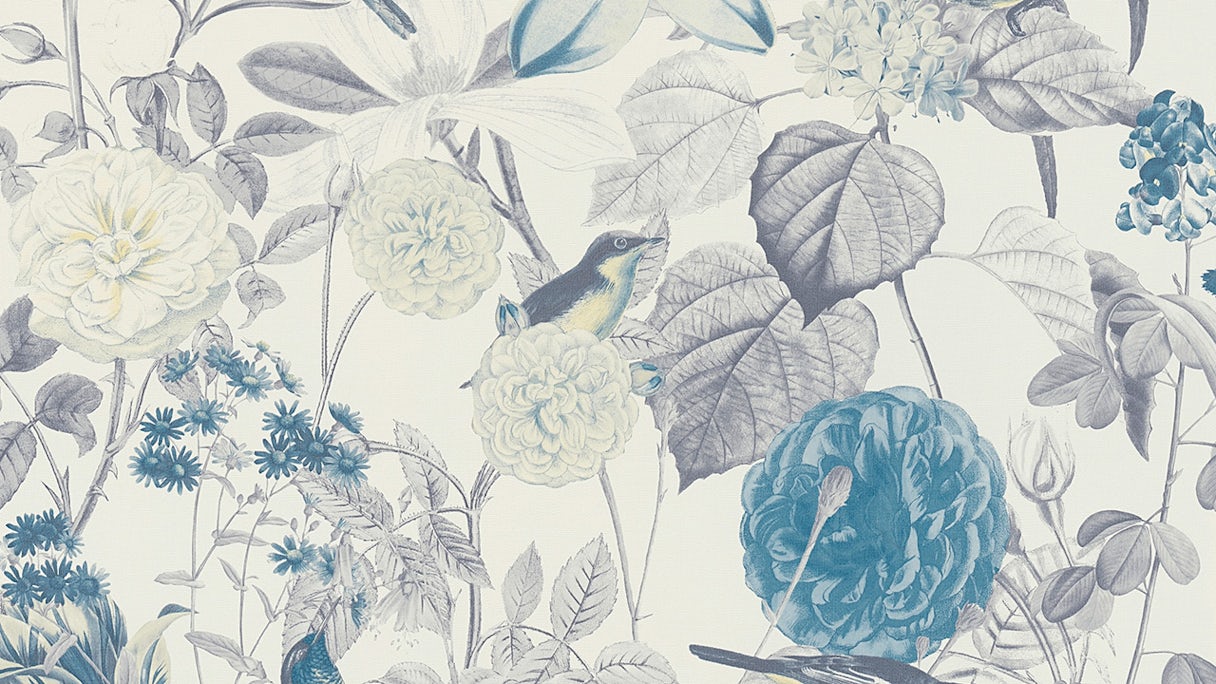 Vinyltapete blau Vintage Blumen & Natur Bilder Exotic Life 763