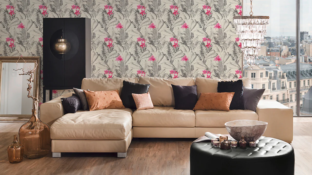 Country style wallpaper Exotic Life A.S. Création Country style Grey Pink Black 791