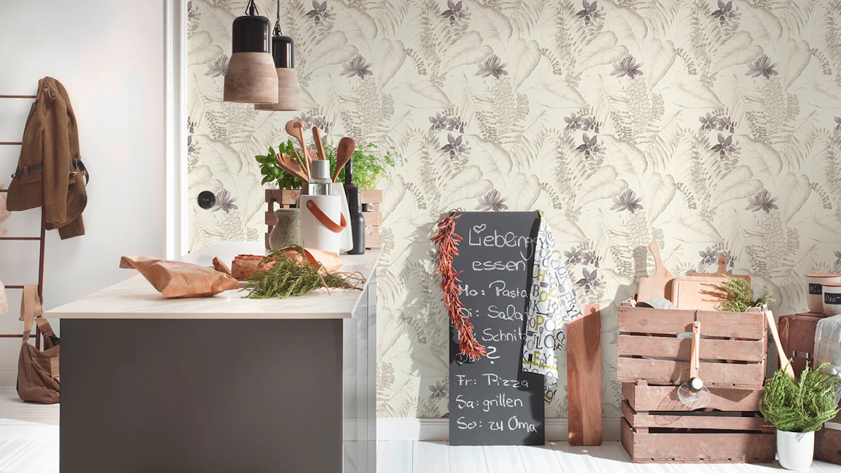 Country style wallpaper Exotic Life A.S. Création country style beige brown grey 793