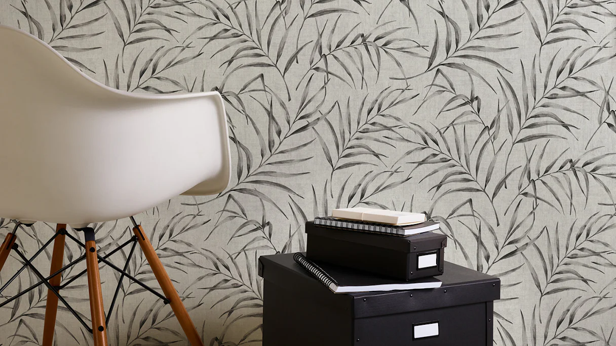 Vinyl wallpaper grey modern classic flowers & nature Greenery 352