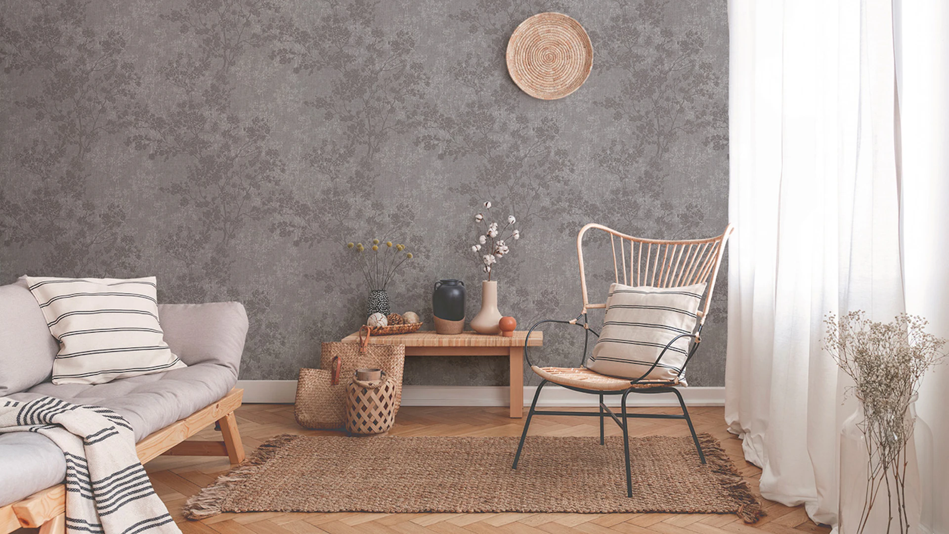 Vinyl Wallpaper New Walls Cosy & Relax Living Country Style Walls Grey Beige Brown 971