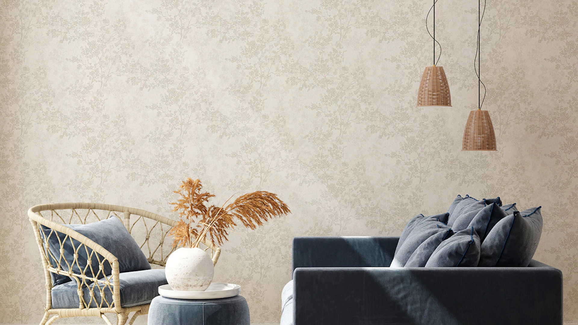 Vinyl Wallpaper New Walls Cosy & Relax Living Country Style Walls Beige Cream Grey 972