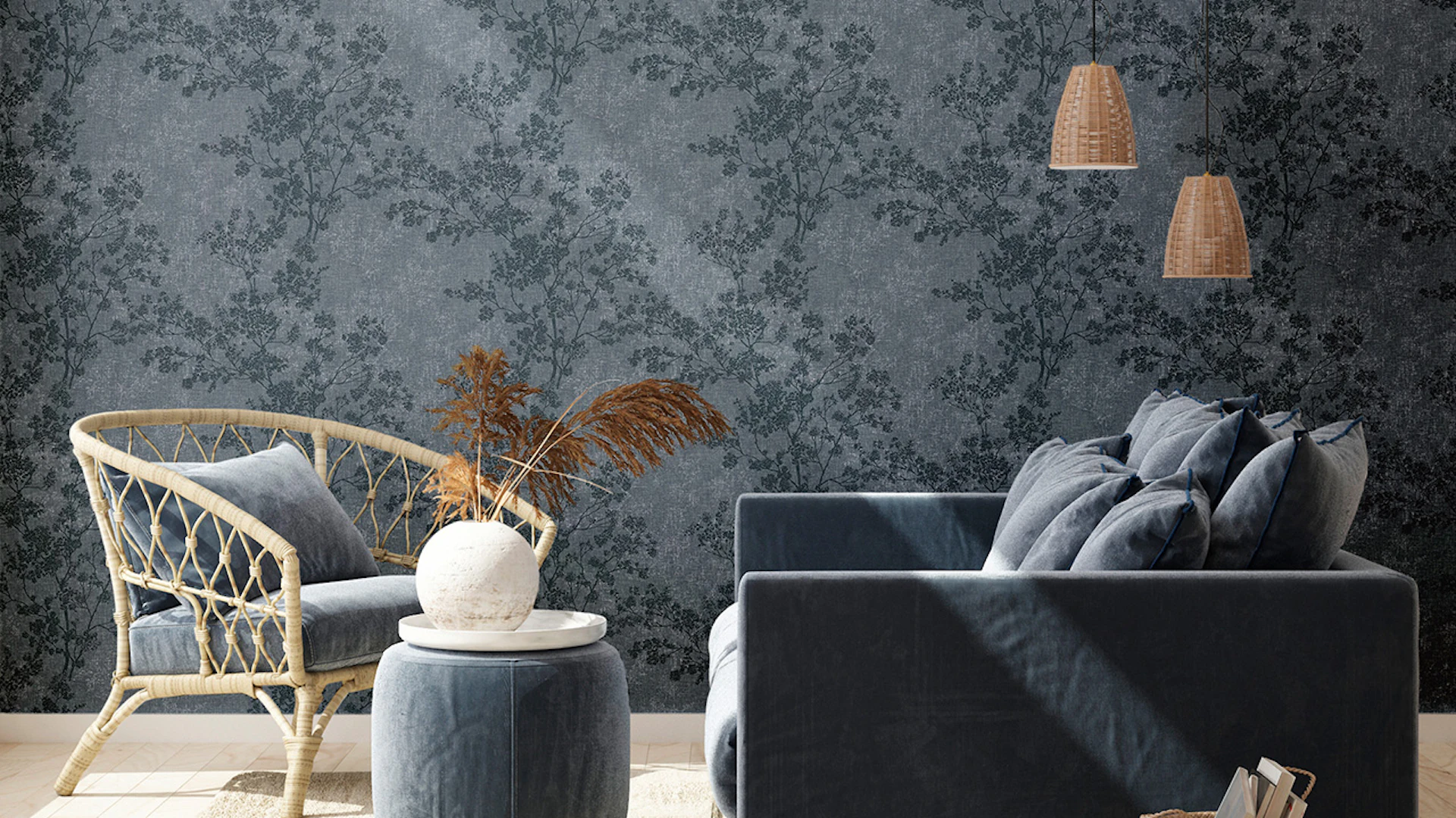 Vinyl Wallpaper New Walls Cosy & Relax Living Country Style Walls Blue 974