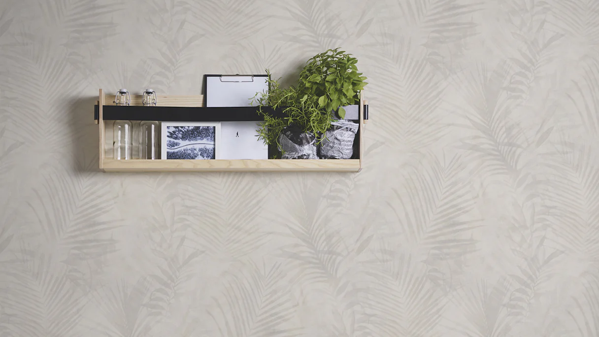 Vinyl wallpaper new pad 2.0 Edition 2 Tropical Concret A.S. Création modern country style Cream Grey Beige 113