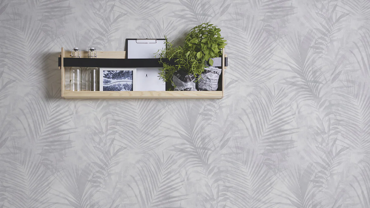 Vinyl wallpaper new pad 2.0 Edition 2 Tropical Concret A.S. Création modern country style Grey White Cream 115