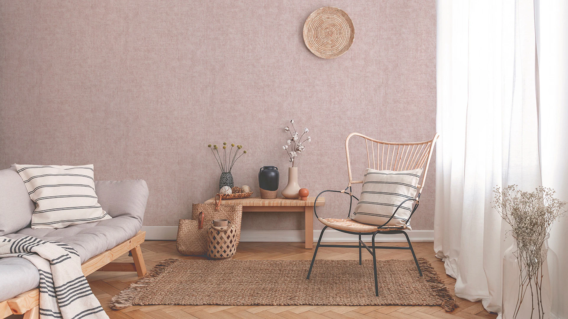 Papier peint en vinyle Nouveaux murs Murs Cosy & Relax Living Plain Walls Plain Pink 232
