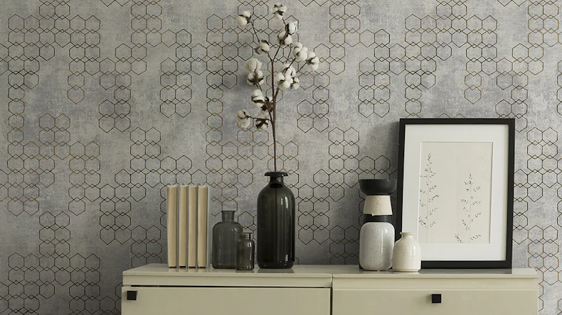 Vinyltapete New Walls Urban Grace Livingwalls Modern Grau Metallic 244