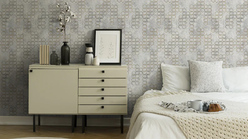 Vinyltapete New Walls Urban Grace Livingwalls Modern Grau Metallic 244