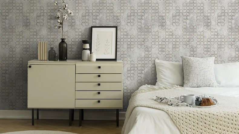 Vinyltapete New Walls Urban Grace Livingwalls Modern Grau Metallic 244