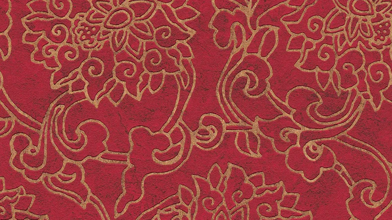 Vinyltapete rot Modern Retro Blumen & Natur Asian Fusion 701