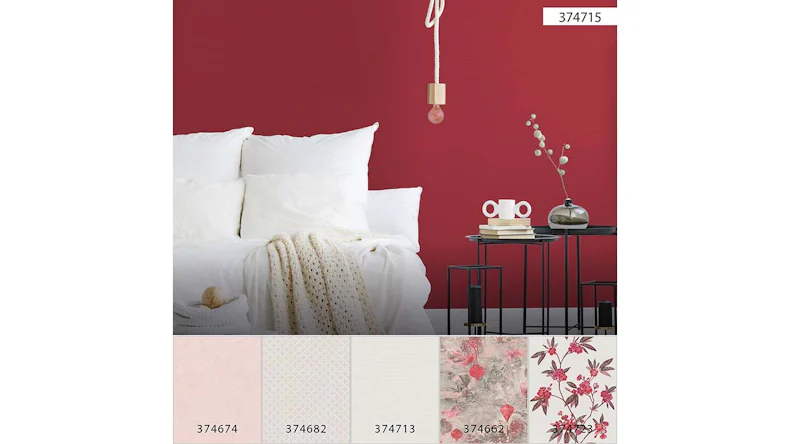 Vinyltapete rot Modern Retro Uni Asian Fusion 715