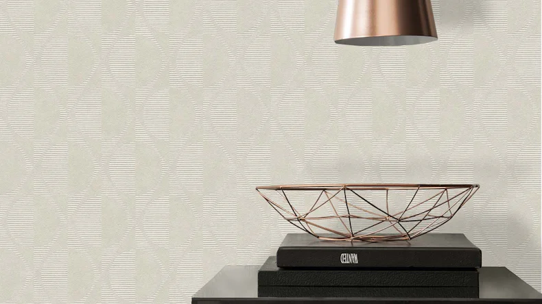 Vinyltapete beige Modern Retro Ornamente Streifen Pop Style 782