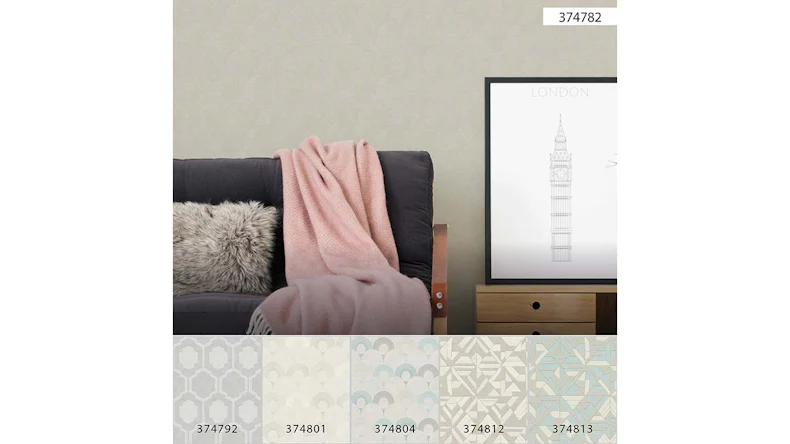 Vinyltapete beige Modern Retro Ornamente Streifen Pop Style 782