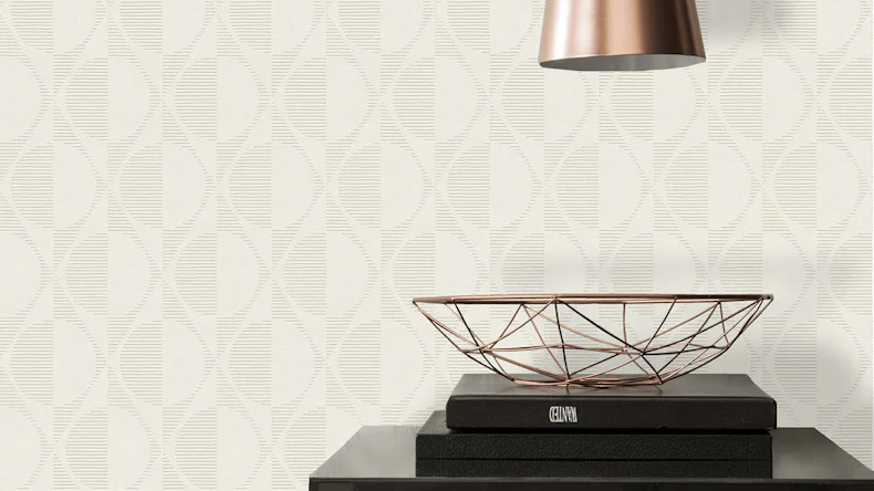 Vinyltapete creme Modern Retro Ornamente Streifen Pop Style 783