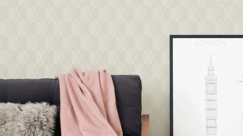 Vinyltapete creme Modern Retro Ornamente Streifen Pop Style 783