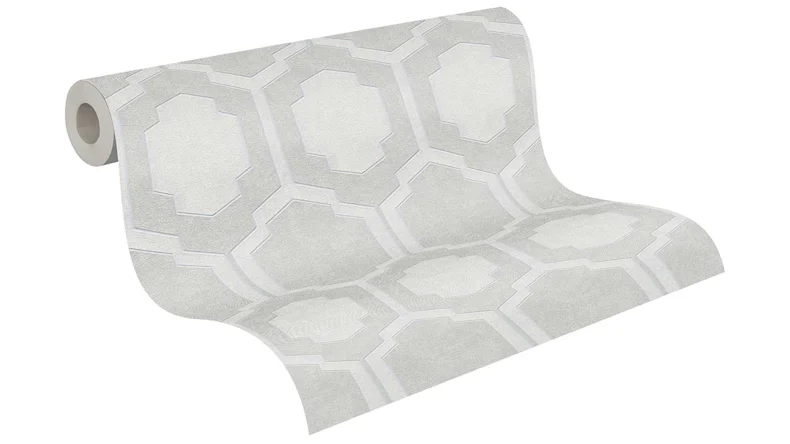 Vinyltapete grau Modern Retro Ornamente Streifen Pop Style 792