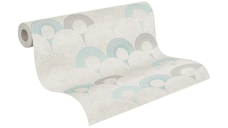 Vinyltapete grau Modern Retro Ornamente Streifen Pop Style 804