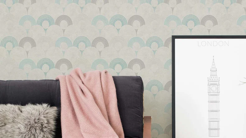 Vinyltapete grau Modern Retro Ornamente Streifen Pop Style 804