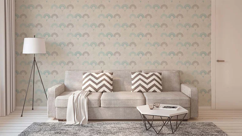 Vinyltapete grau Modern Retro Ornamente Streifen Pop Style 804