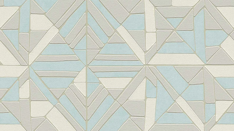 Vinyltapete blau Modern Retro Ornamente Streifen Pop Style 813