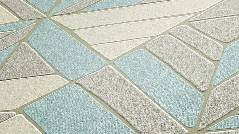 Vinyltapete blau Modern Retro Ornamente Streifen Pop Style 813