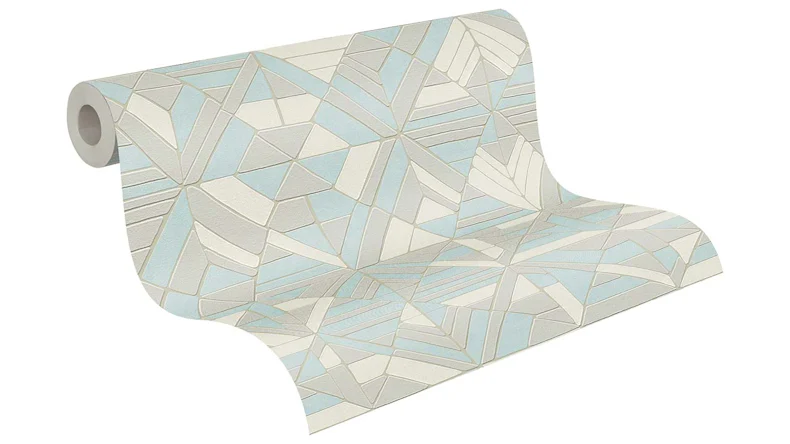 Vinyltapete blau Modern Retro Ornamente Streifen Pop Style 813