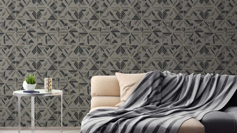 Vinyltapete braun Modern Retro Ornamente Streifen Pop Style 814