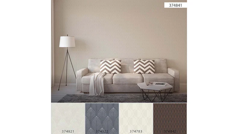 Vinyltapete weiß Modern Retro Ornamente Streifen Pop Style 841