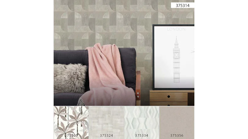 Papier peint en vinyle beige tableaux rétro modernes fleurs & nature Geo Nordic 314