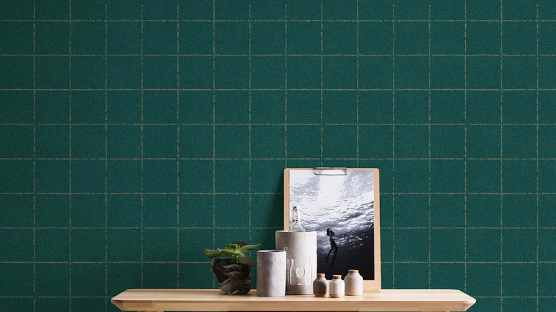 carta da parati in vinile verde moderno retrò a strisce Nuova Eleganza 511