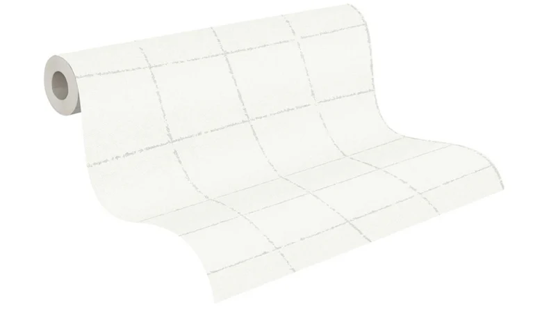 Carta da parati in vinile bianco moderno retrò a strisce Nuova Eleganza 515