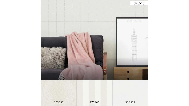 Carta da parati in vinile bianco moderno retrò a strisce Nuova Eleganza 515