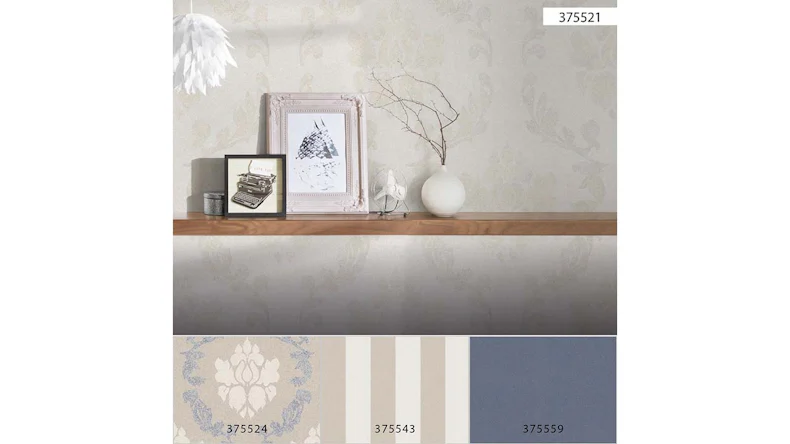 carta da parati in vinile beige fiori moderni e ornamenti naturali New Elegance 521