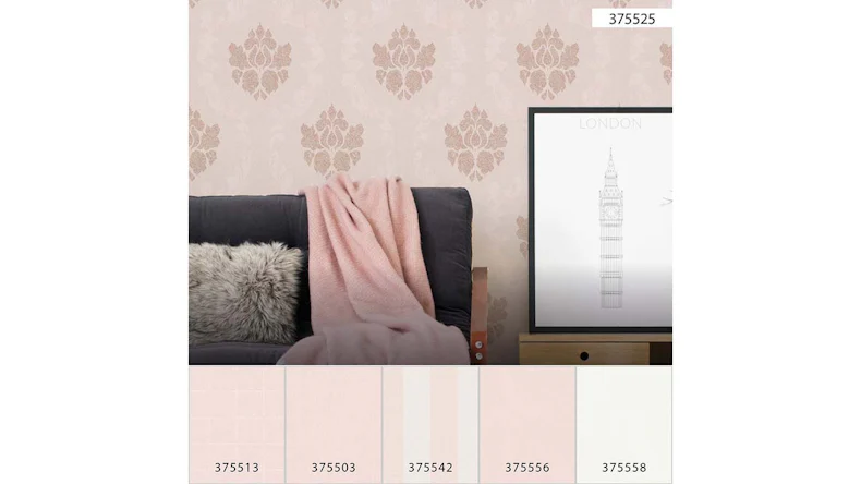 Carta da parati in vinile rosa fiori moderni e ornamenti naturali Nuova Eleganza 525