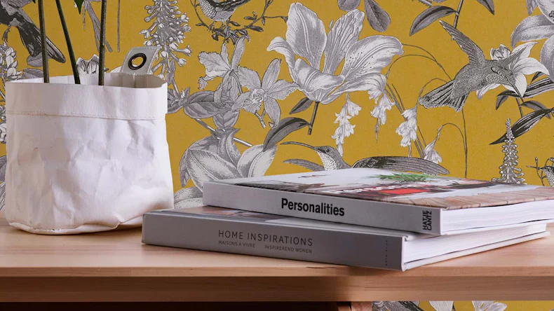 Vliestapete Jungle Chic Blumen & Natur Retro Gelb 13