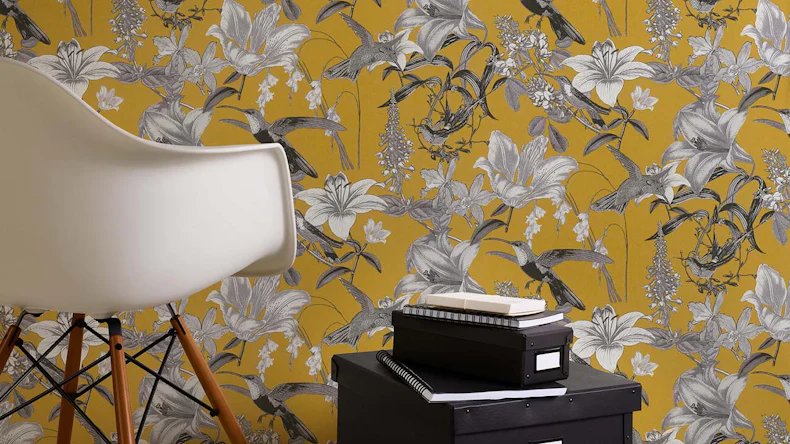 Vliestapete Jungle Chic Blumen & Natur Retro Gelb 13